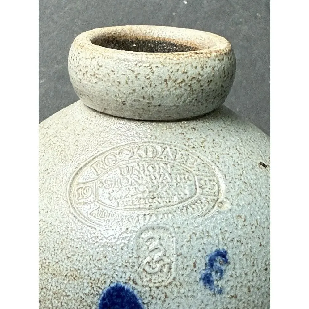 Rockdale Union Pottery Small Jug Vase 1995 Flower Design Salt Glazed Cottagecore